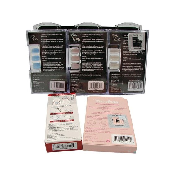 Lot 5 Pretty Woman Kiss Press on Glue Nails New Box Leopard White Blue Coffin - Picture 12 of 14